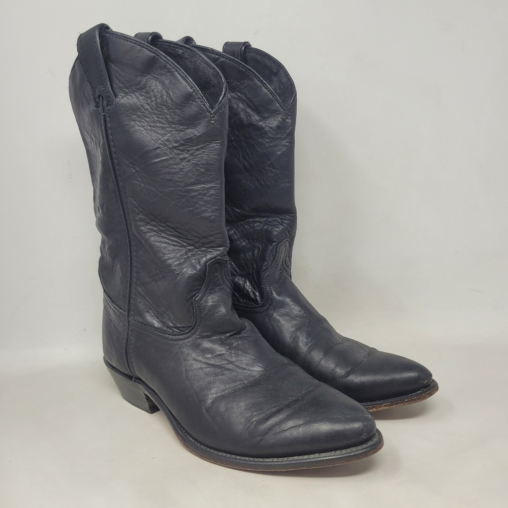Code West Boots 7.5M Black Leather Western Pointed Toe Cowboy Cowgirl